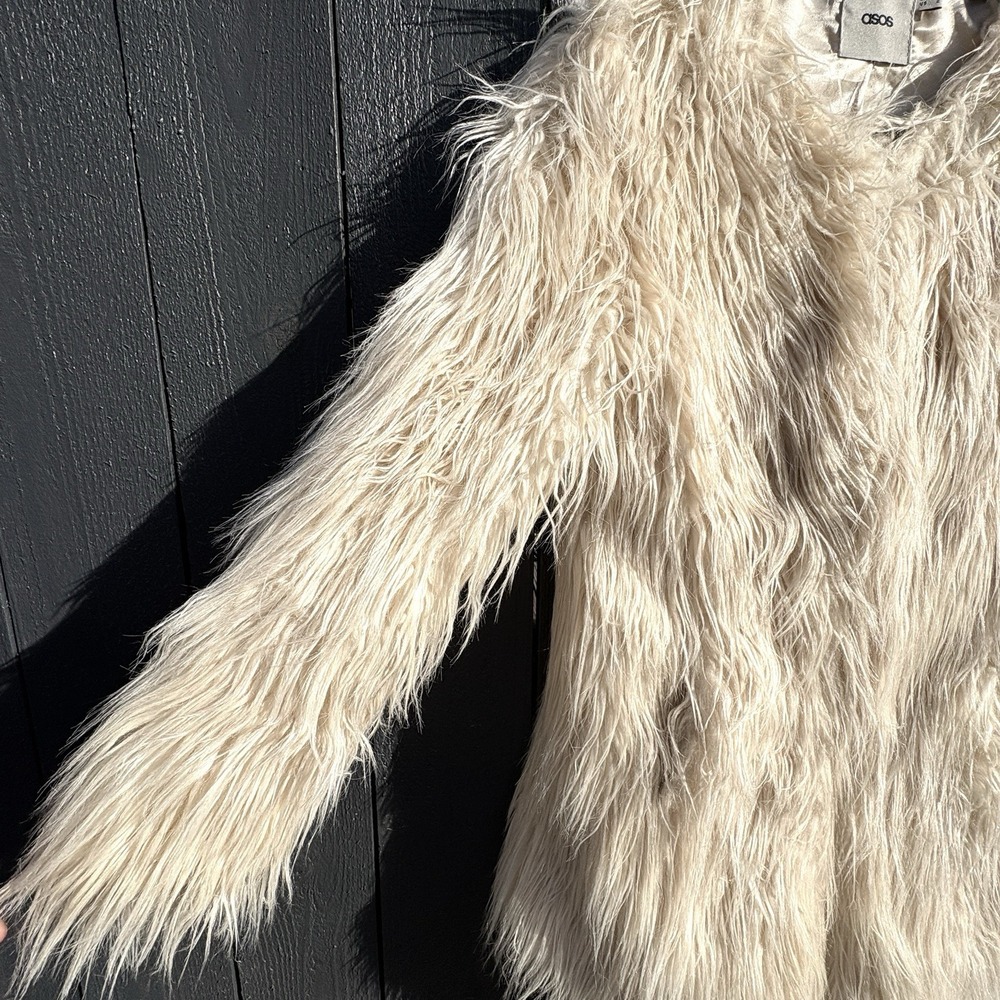 Y2k Boho Shaggy Faux Fur Coat Sz 2 Festival Indie Concert Statement Party Glam - Picture 10 of 13